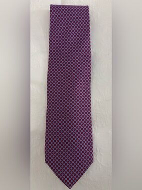 Men’s Robert Talbott for Peter Blair Red Micro-Pattern Silk Tie with Blue Motif